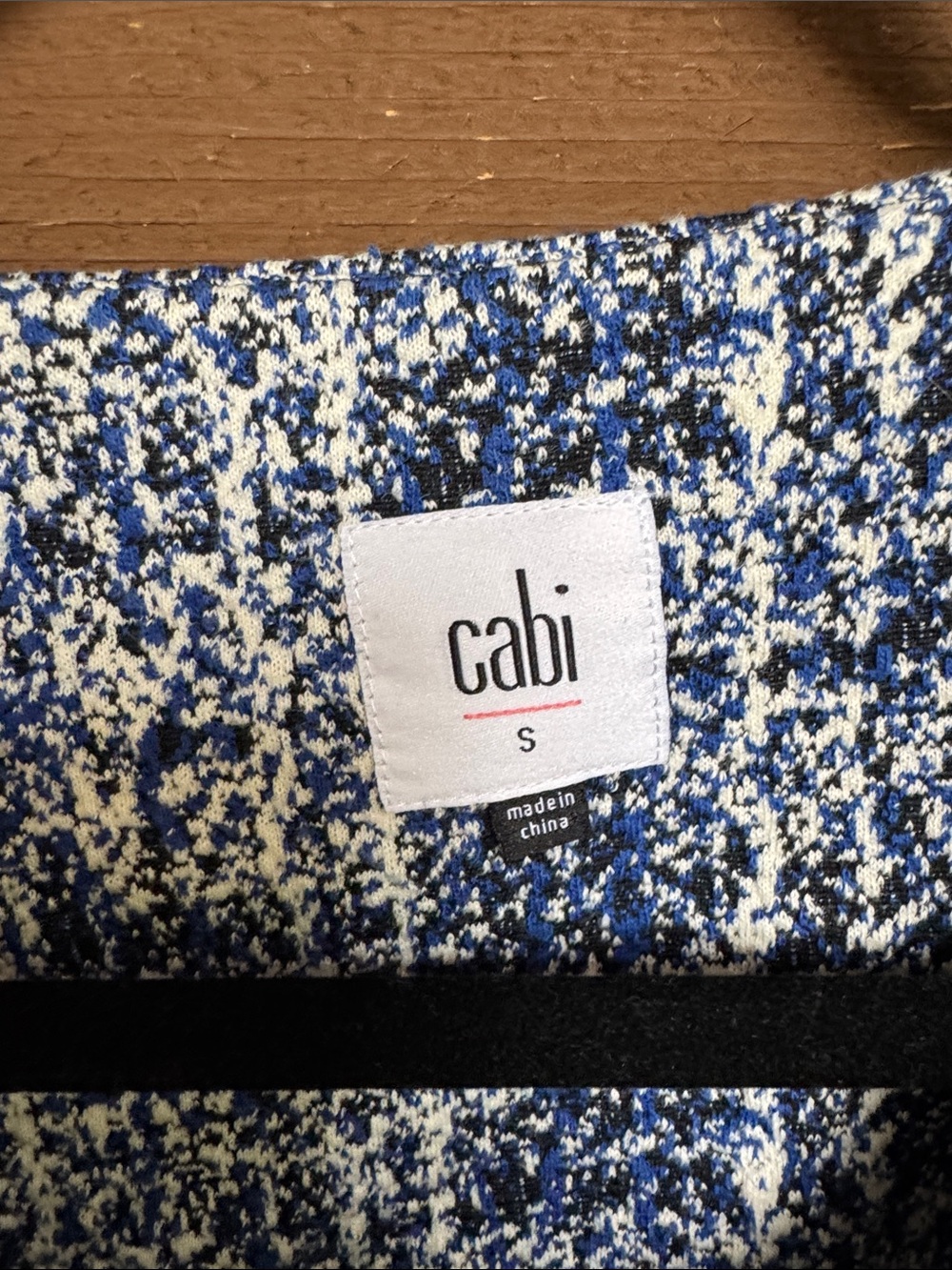 CAbi Blue, White & Black Tweed Shell with Black Trim - Picture 2 of 5